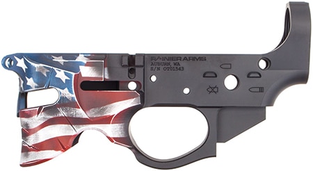 Rainier Arms Overthrow Red White and Blue Rainier Arms Overthrow Red White and Blue AR15 Lower Receiver