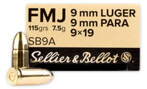 Sellier & Bellot 9mm 115 Grain FMJ Ammo