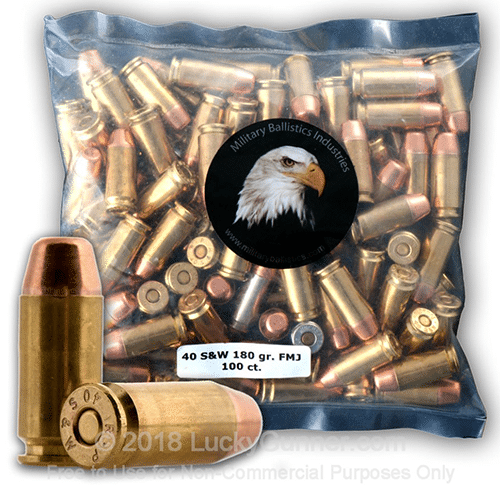 Military Ballistics Industries 40 S&W 180 Grain Plated FP